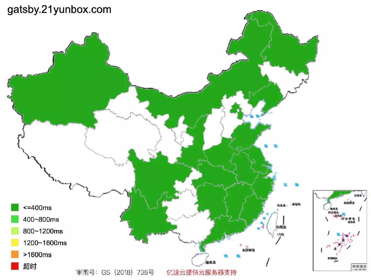 Example speed test results of a website that loads fast in China