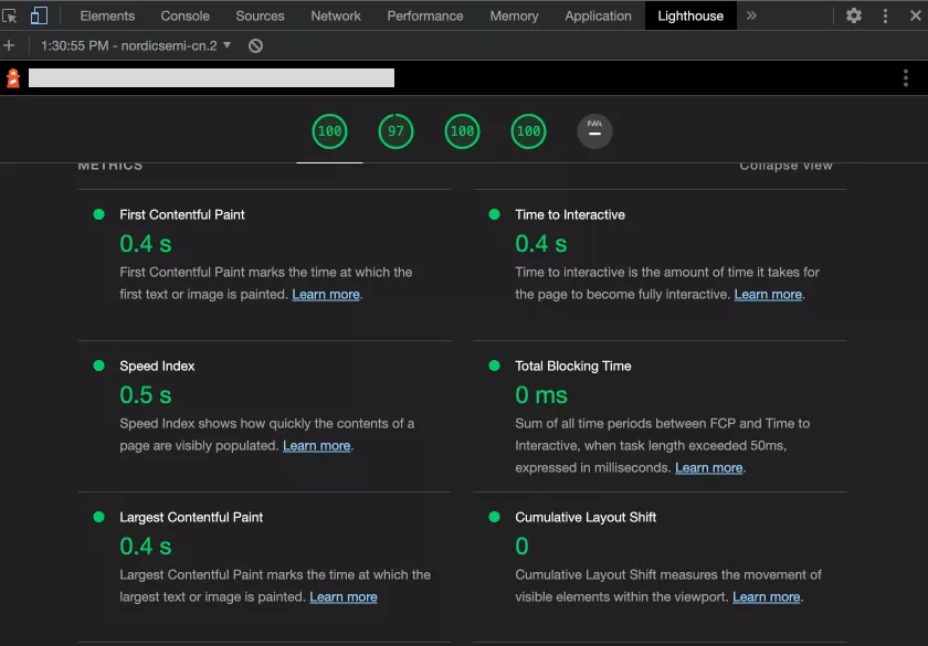 a PageSpeed Insights report for a site deployed using 21YunBox