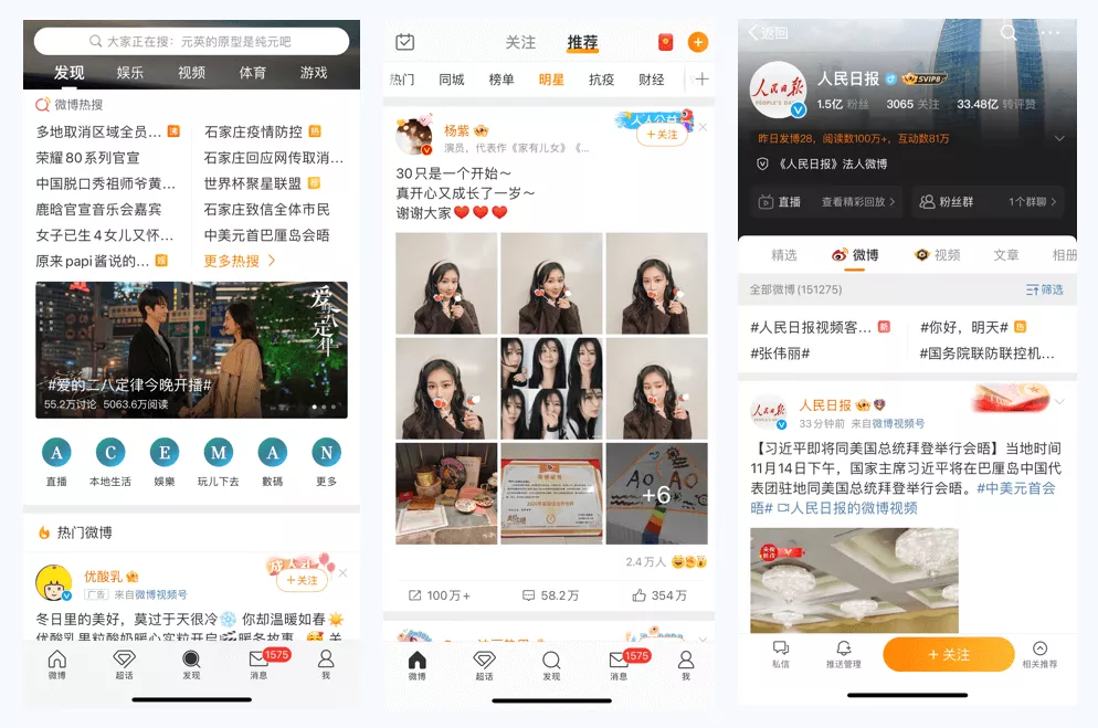 Weibo used by celebrities, media and government officials