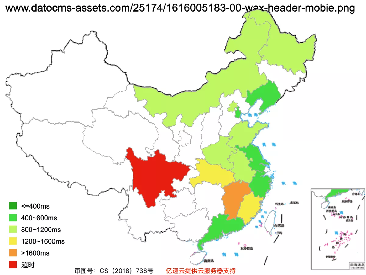 wonderlandams.com's speed test across China